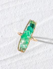 Fashion Green Alloy Gravel Beaded Geometric Ring