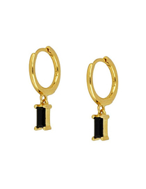Fashion Black Gold Alloy Inlaid Square Diamond Geometric Earrings