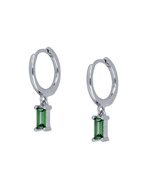Fashion Green Silver Alloy Inlaid Square Diamond Geometric Earrings