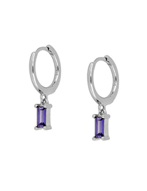 Fashion Purple Silver Alloy Inlaid Square Diamond Geometric Earrings