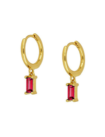 Fashion Red Gold Alloy Inlaid Square Diamond Geometric Earrings