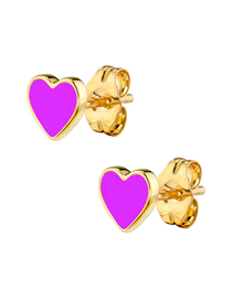 Fashion Purple Metal Diamond Epoxy Love Ear Clips