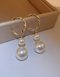 Fashion Gold Alloy Size Pearl Earrings