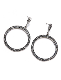 Fashion Silver Large Circle Earrings With Micro Diamonds