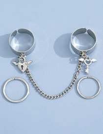 Fashion Silver Metal Lock And Key Chain Ring Set
