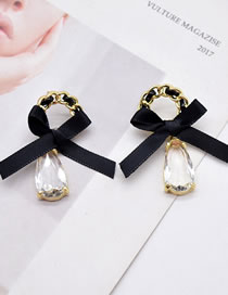 Fashion Gold Metal Bow Drop Stud Earrings