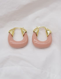 Fashion Pink Metal U-shaped Earrings