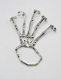 Fashion Silver Alloy Hand Bone Bracelet
