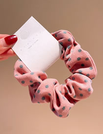 Fashion Pink Polka Dot Pleated Hair Tie