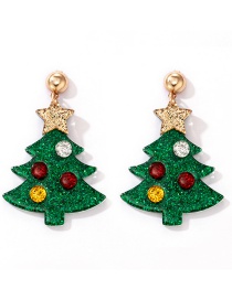 Fashion Green Resin Diamond Christmas Tree Stud Earrings