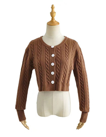 Fashion Coffee Twist Button Knitted Sweater