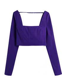 Fashion Purple Square Neck Pullover Top