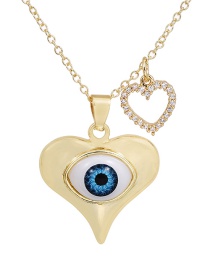 Fashion Blue Copper Inlaid Zirconium Love Eye Necklace