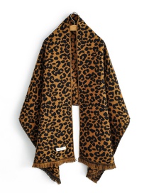 Fashion Black-brown Leopard Print Imitation Cashmere Shawl
