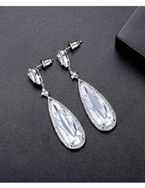 Fashion Silver Color Copper Inlaid Zirconium Drop Earrings