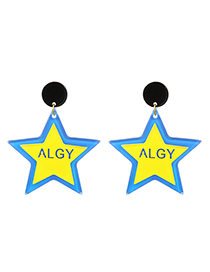 Fashion Yellow Resin Letter Five-pointed Star Earrings