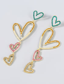 Fashion Color Alloy Diamond Multi-layer Love Earrings
