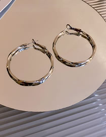 Fashion Silver Color Metal Twisted Big Circle Earrings