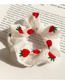 Fashion Strawberry Fabric Fruit Print Pleated Hair Tie
