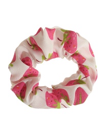 Fashion Strawberry-2 Fabric Fruit Print Pleated Hair Tie