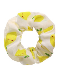 Fashion Lemon Fabric Fruit Print Pleated Hair Tie