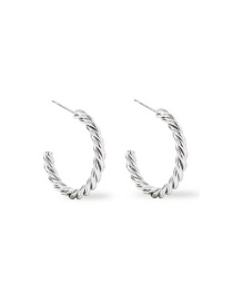 Fashion Twisted C-shaped 30mm Steel Color Stainless Steel Twisted C-shaped Ear Ring