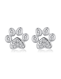 Fashion Silver Color Metal Cat's Claw Earrings With Diamonds