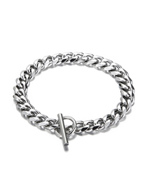 Fashion 2# Titanium Steel Ot Buckle Cuban Chain Bracelet