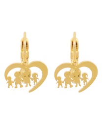 Fashion Gold Titanium Steel Caring Family Earrings