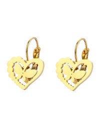 Fashion Gold Color Titanium Steel Hollow Heart-shaped Butterfly Earrings