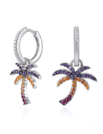 Fashion Silver Color Metal Coco Earrings With Fancy Diamonds