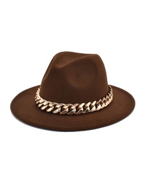 Fashion Brown Thick Chain Big Brim Woolen Hat