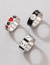 Fashion Silver Color Alloy Drip Oil Love Geometric Dice Ring Set