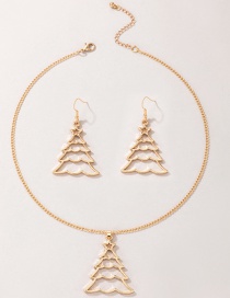 Fashion Gold Color Alloy Hollow Christmas Tree Earrings Necklace Set