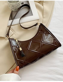 Fashion Brown Embossed Rhomboid Lacquer Shoulder Bag