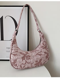 Fashion Pink Printed Shoulder Half-moon Bag