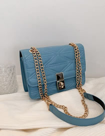 Fashion Blue Pu Geometric Embroidery Thread Lock Crossbody Bag