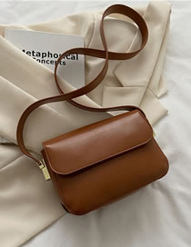 Fashion Dark Brown Pu Flap Crossbody Bag