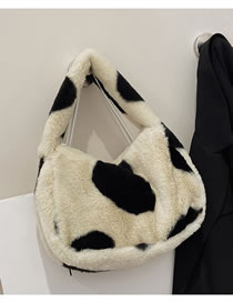 Fashion Off White Cow Pattern Plush Handbag