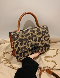 Fashion Leopard Brown Pu Leopard Lock Flap Crossbody Bag