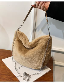 Fashion Khaki Plush Large Capacity Messenger Bag