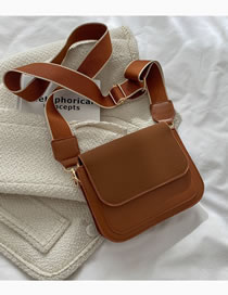 Fashion Light Brown Pu Flap Crossbody Bag With Thick Shoulder Strap