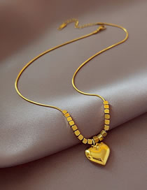 Fashion Gold Color Titanium Steel Heart Square Necklace