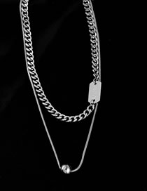 Fashion Silver Color Titanium Steel Letter Tag Double Necklace