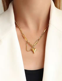 Fashion Gold Coloren Necklace Titanium Steel Color Preserving Three-dimensional Love Thick Chain Necklace