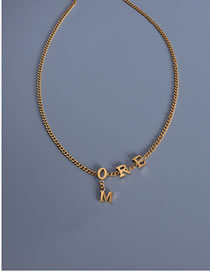 Fashion Gold Color Titanium Steel Letter Geometric Necklace