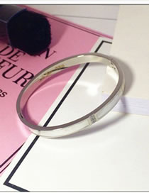 Fashion Silver Color Titanium Steel White Mother-of-pearl Diamond Geometric Bracelet