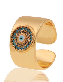 Fashion Gold Color Copper Gold-plated Inlaid Zirconium Round Eye Ring