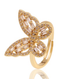 Fashion D Copper Inlaid Zirconium Butterfly Ring