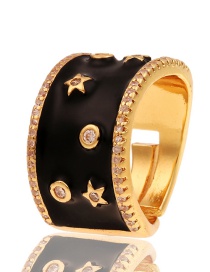 Fashion Black Copper Drop Oil Five-pointed Star Ring